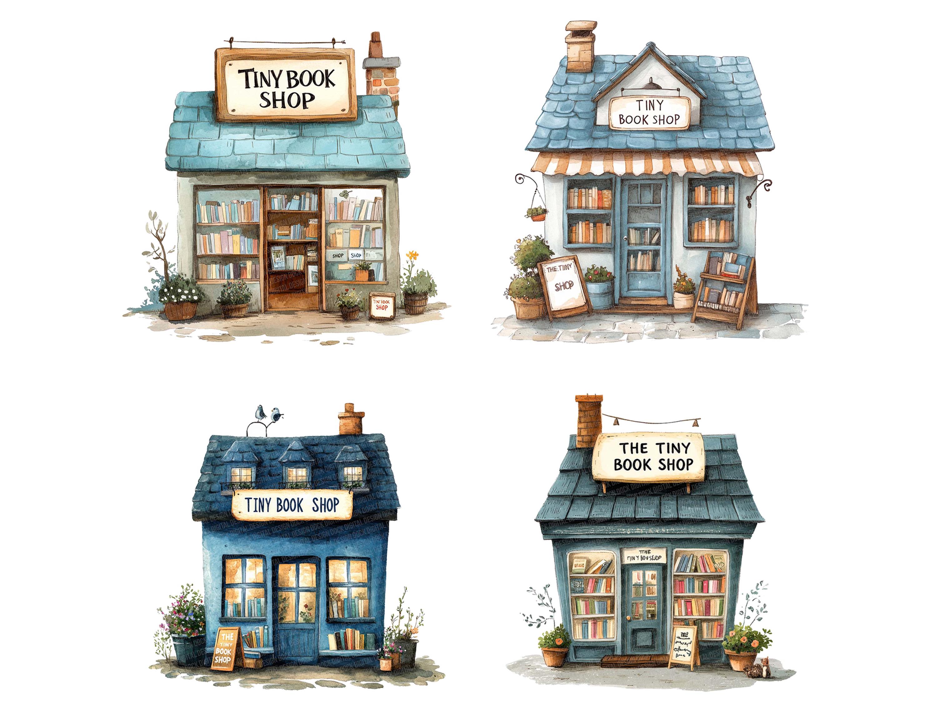 Tiny Bookshop PNG Clipart, 12x Watercolor Bookstore Clip Art Set, Printable  Vintage Storefront Art, Paper Crafts, Digital Download, Journals - Etsy, image size:3000x2319