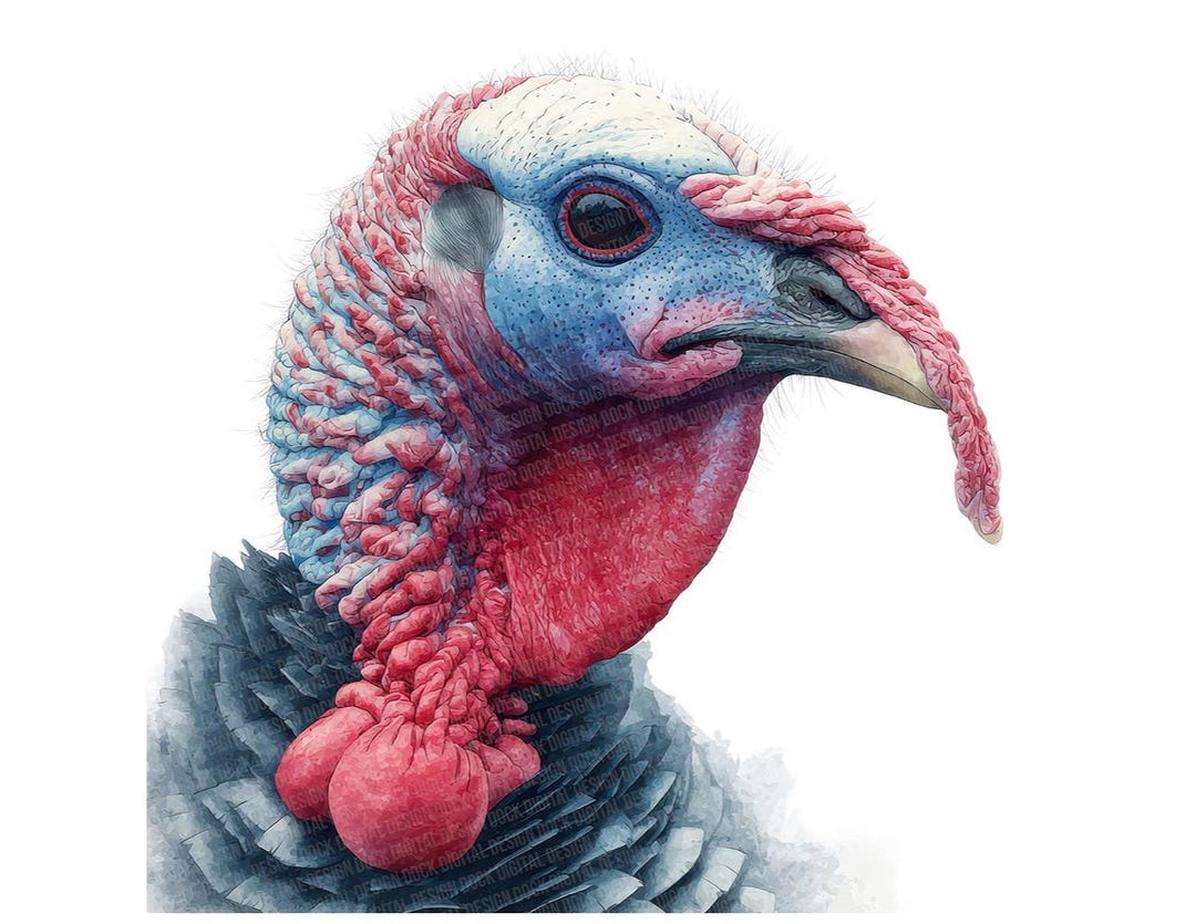 Turkey Head Clipart, 12x Watercolor Farm Bird Pngs, Realistic Turkey ...