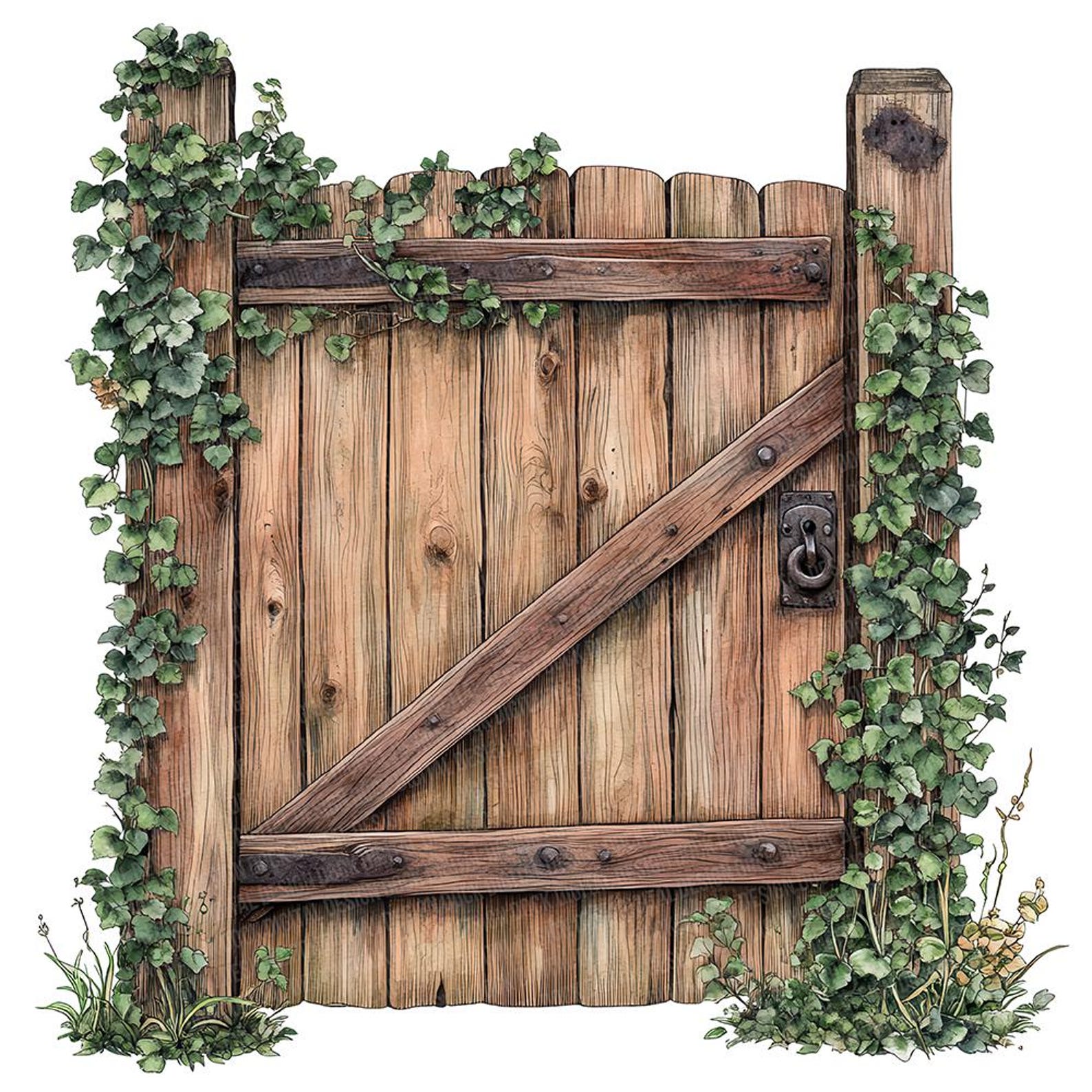 12x Wooden Gate PNG Clipart, Vintage Garden Doors Clip Art, Printable ...