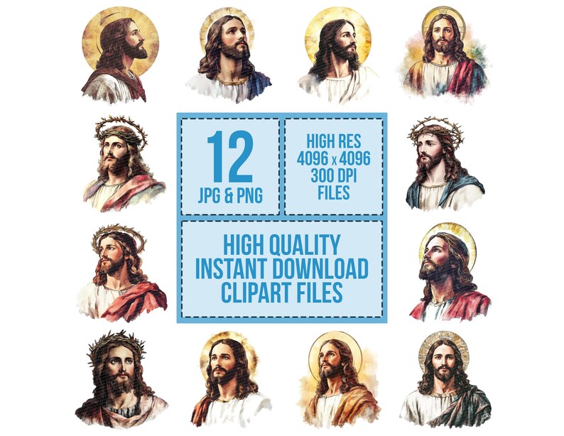 Jesus Christ Halo PNG Clipart, 12x Religious Savior Clip Art Set ...