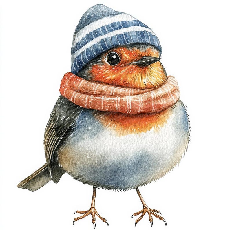 Robin Hat on PNG Clipart, 12x Winter Bird PNG Clip Art Set,christmas ...
