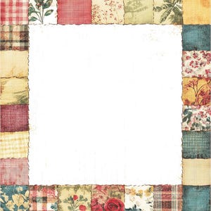 Patchwork Fabric Border PNG Clipart, 12x Quilted Frame Clip Art Set ...