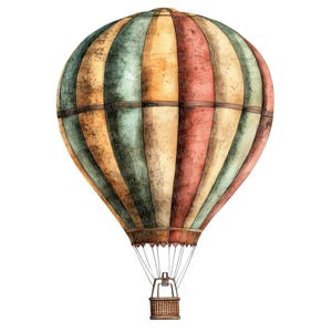 Hot Air Balloon PNG Clipart, 12x Vintage Balloon Clip Art Set ...