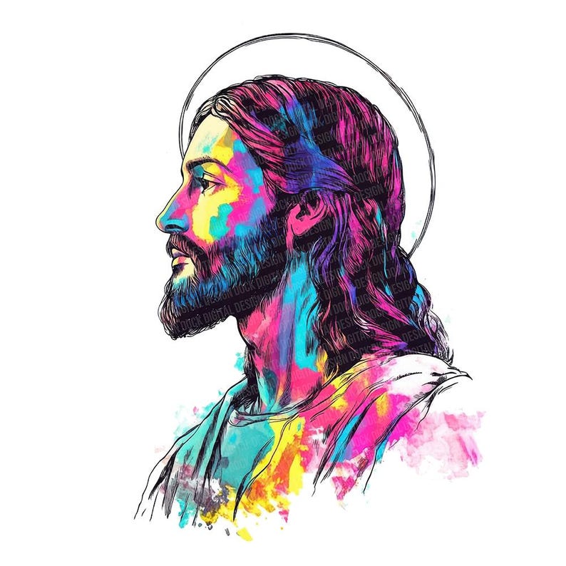 Jesus Christ PNG Clip Art, 12x Vibrant Neon Savior Clipart PNG Set ...