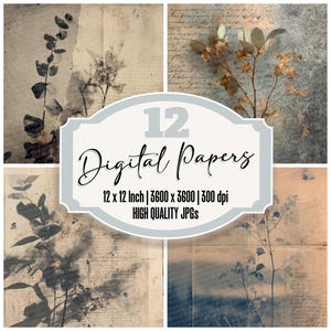 12x Eucalyptus Junk Journal Paper Dust Grain Digital Paper Pack Neutral Botanical Texture High Quality JPGs Scrapbook Paper Download