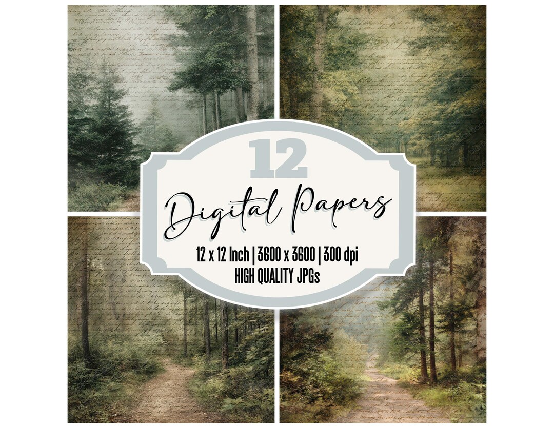 12xvintage Forest Path Junk Journal Paper Woodland Scene Digital Paper ...