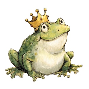 12x Frog Crown PNG Clipart, Watercolor Royal Frog Clip Art Set, Printable Frog Prince Illustrations, Transparent PNG, Digital Download