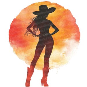 Clip Art Silhouette Cowgirl, 12x Set Clipart Donna Occidentale, Illustrazione Country Stampabile, Artigianato di Carta, Download Digitale, Diari Spazzatura