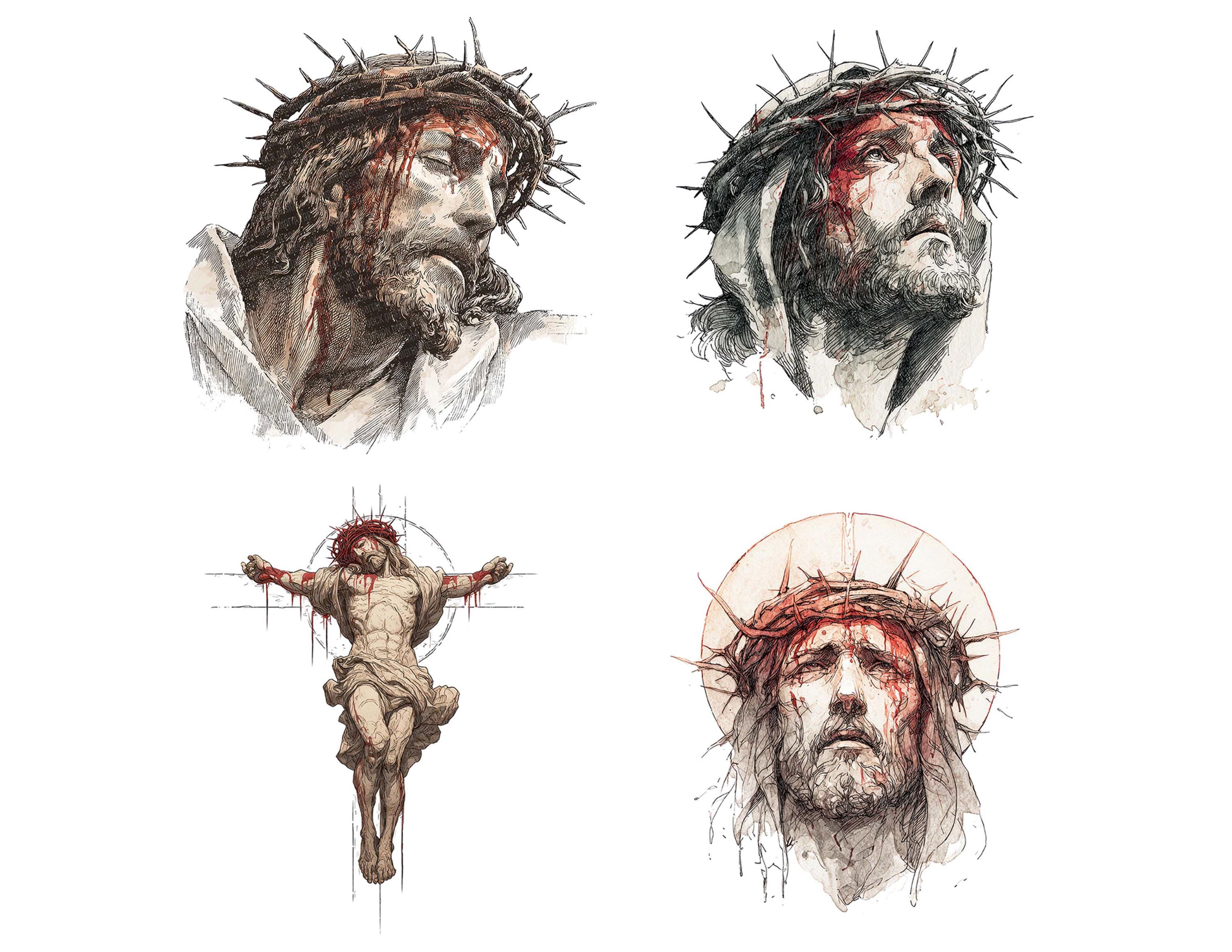 Jesus Crucifixion Clipart, 12 High Quality PNG JPG Set, Printable ...