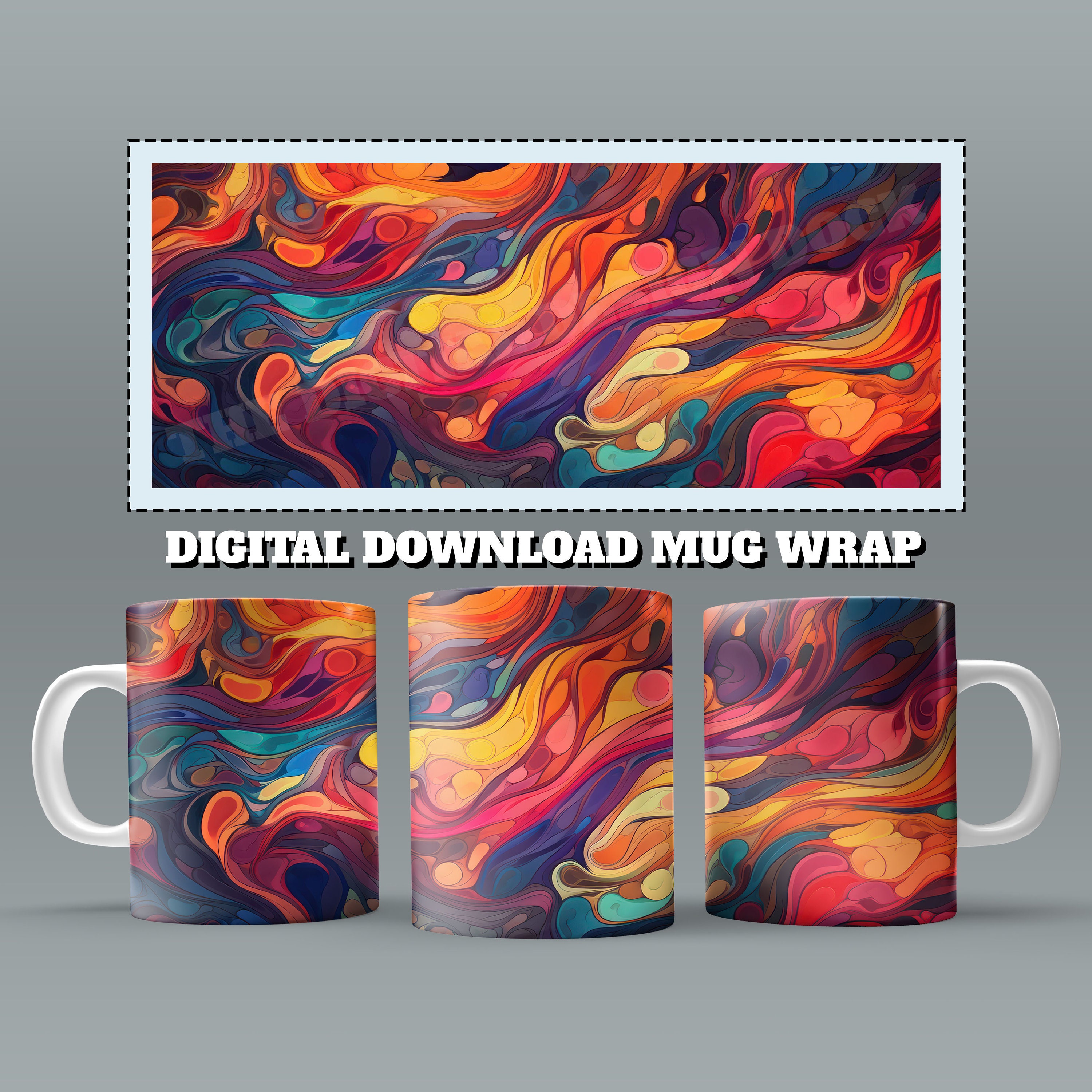 50x Colourful PNG Mug Wraps for 11 Oz 15oz Sublimation Mug Bulk Bundle ...