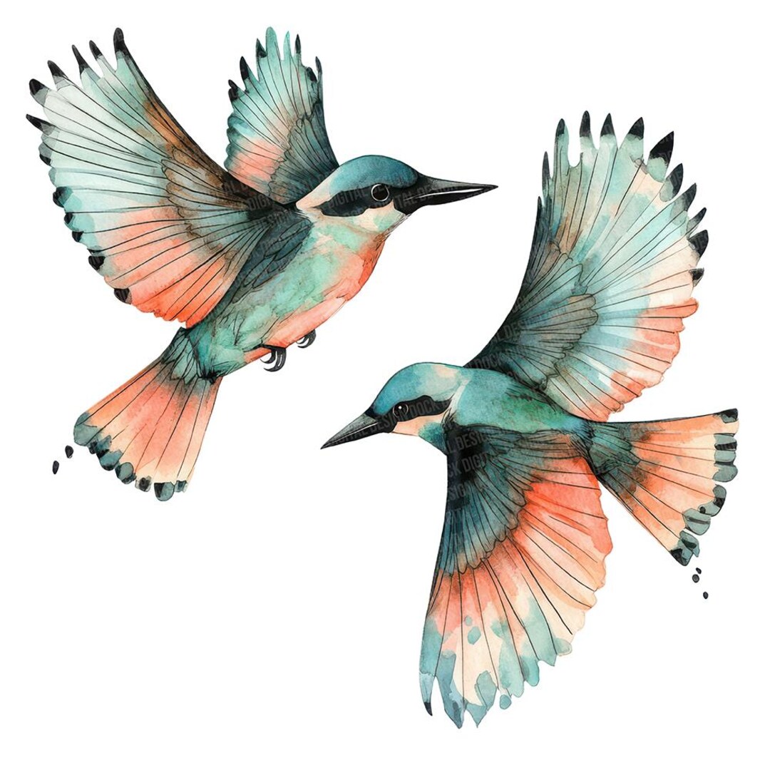 Bird PNG Clipart, 12x Abstract Birds in Flight Clip Art Set, Printable ...