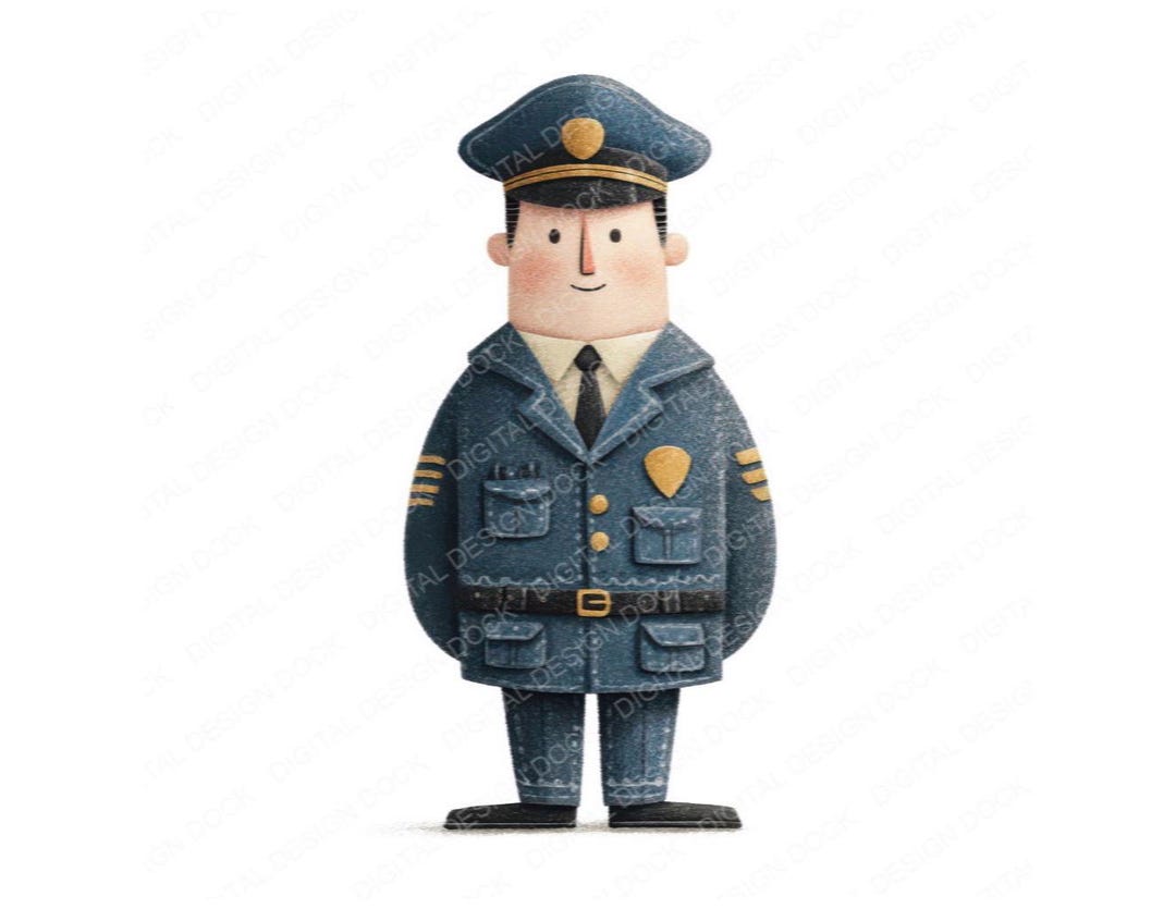 Police Officer Clipart, 12x Folk Art Police Clip Art Set, Printable ...