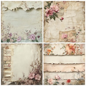 12x Viktorianische Tapete Postkarte Junk Journal Papier Floral Vintage Digitales Papier Pack Hochwertige JPGs Scrapbook Papier Digitaler Download
