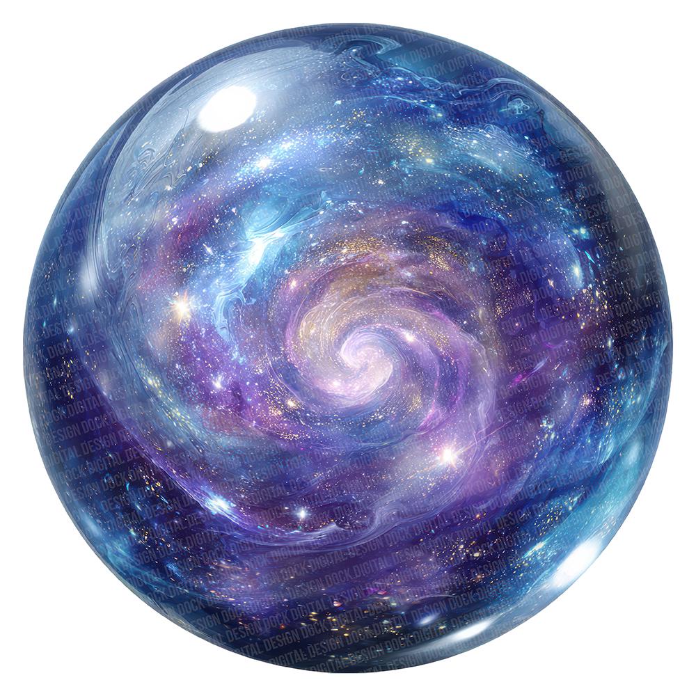 オリジナルハンドメイド 絵 無限大の宇宙の渦 12個のギャラクシーオーブPNGクリップアート、水彩宇宙球クリップ