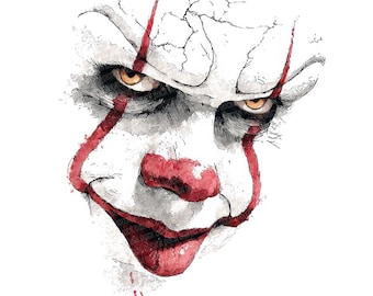 12x Horror Clown PNG Clipart, Halloween Watercolor Clip Art Set, Creepy Joker Faces, Transparent PNG, Printable Art, Digital Download Bundle