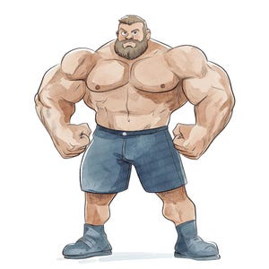 12x Clipart PNG di Strong Guy, Set di clipart dell'uomo più forte del mondo, PNG stampabile con acquerello per il fitness, Download digitale, Arte umoristica, Lavoretti di carta