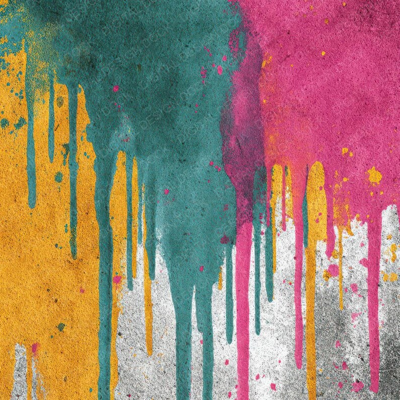12x Colour Splatter Drips Digital Paper Neon Paint Drip Splash Texture ...