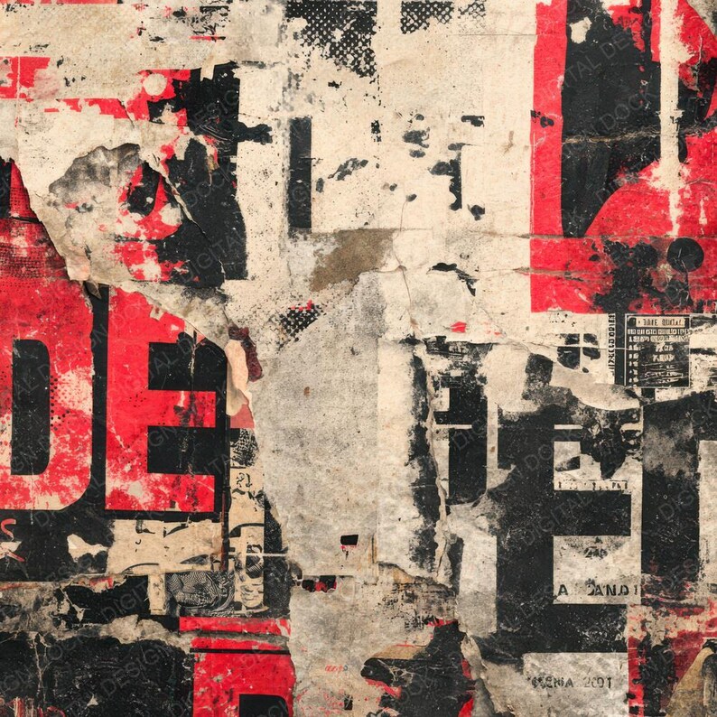 Punk Paper Rip 12x Punk Poster Rip Wall Junk Journal Paper Distressed Street Poster ...