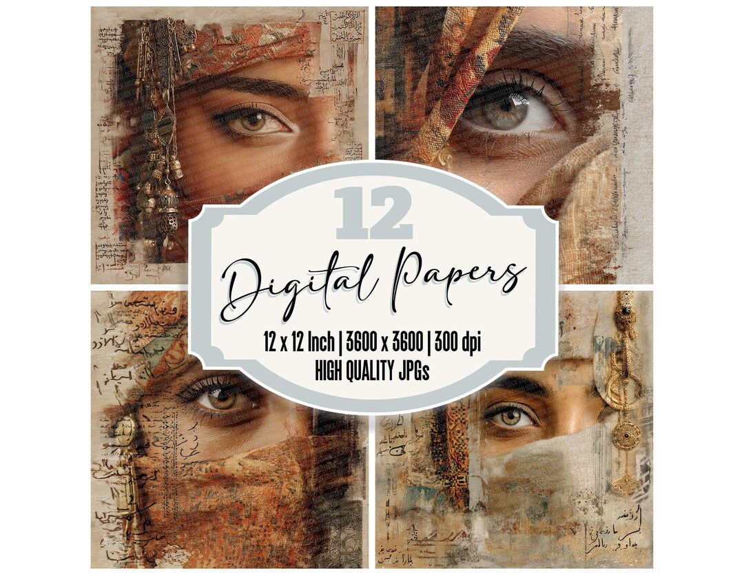 12x Marrakech Gaze Junk Journal Paper Mosaic Collage Digital Paper Pack ...