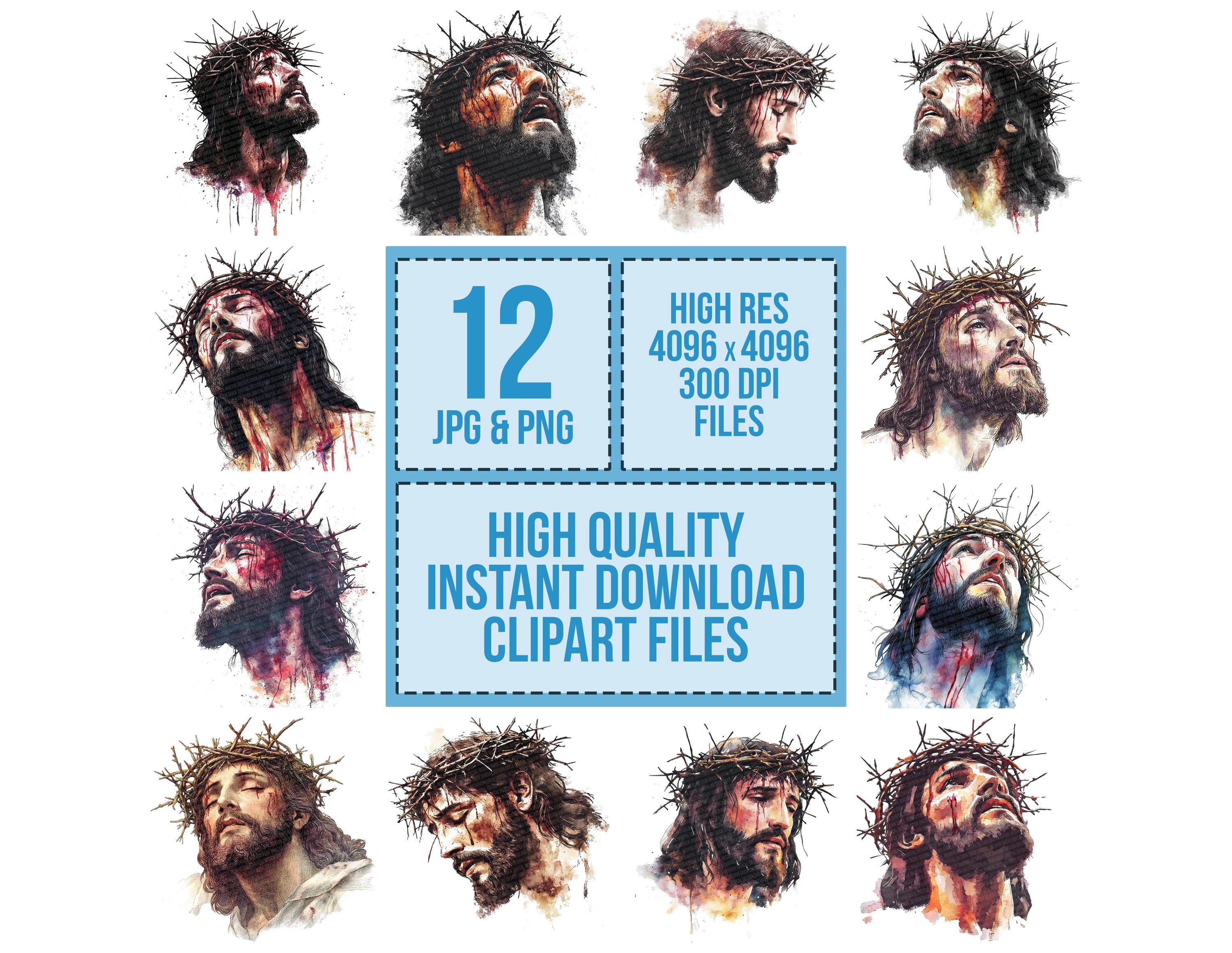Jesus Crown of Thorns PNG Clipart, 12x Watercolor Religious Art Clip ...