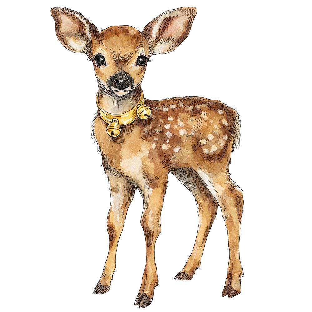 Jingle Bell Fawn PNG Clipart, 12x Christmas Deer Clip Art Set ...