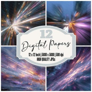 12x Light Drag Chaos Junk Journal Paper Abstract Backgrounds Digital Paper Pack JPGs Scrapbook Paper Printable