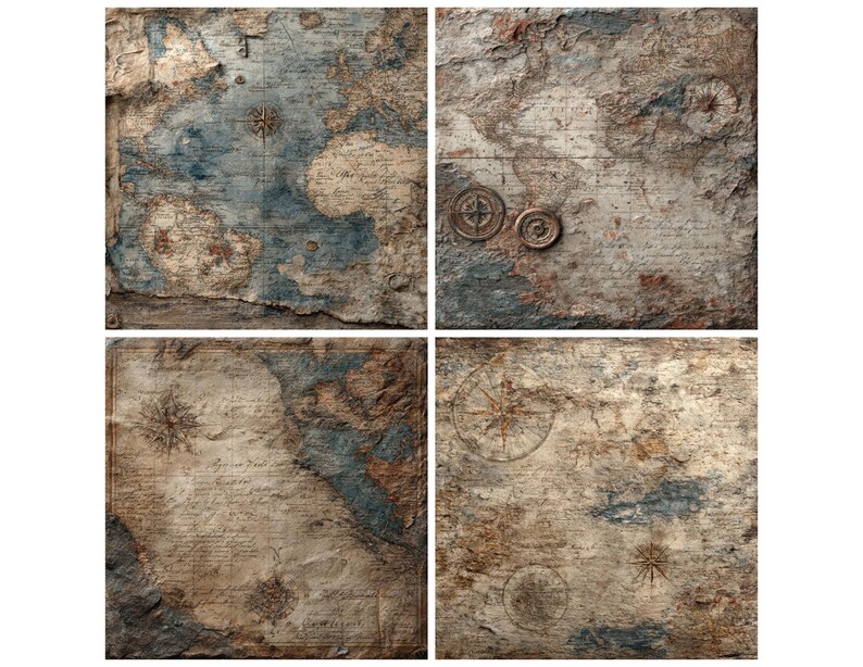 Vintage Cartography Junk Journal Paper Pack 12x Antique World Map ...