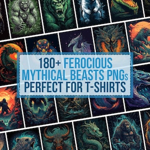 180+ Fabelwesen PNGs für T-Shirt-Designs Masse Bundle Downloads Transparente PNG Digitale Dateien Schwarz Tshirt Designs Png Download Bilder