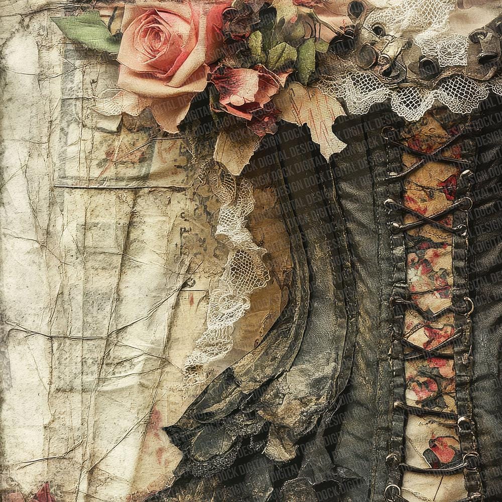 12x Corset Lace Junk Journal Paper Victorian Brocade Digital Paper Pack ...