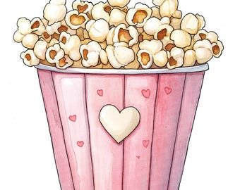 Popcorn Bucket PNG Clipart, 12x Watercolor Movie Snack Clip Art Set, Printable Food Illustration, Paper Crafts,Digital Download,Junk Journal