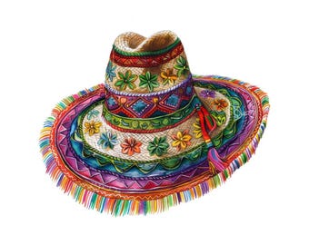 Mexican Sombrero PNG Clipart, 12x Fiesta Hat Clip Art Set, Printable Watercolor Clip Art, Digital Download, Paper Crafts, Transparent PNG