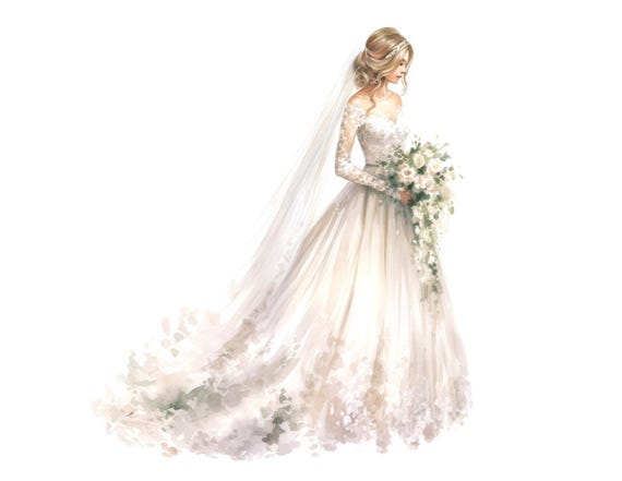 Buy Bride Clipart, 12x Lace Wedding Dress Clip Art Set, Printable