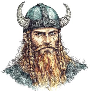 12 imágenes de vikingos, retratos de guerreros, conjunto de imágenes de caras vikingas en acuarela, descarga digital, manualidades de papel, diario basura