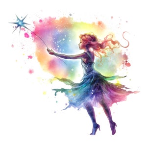 12 x clipart fée lumière des étoiles, fées sorts JPG clipart, clipart aquarelle imprimable, art mural, travaux manuels en papier, téléchargement numérique, journaux indésirables