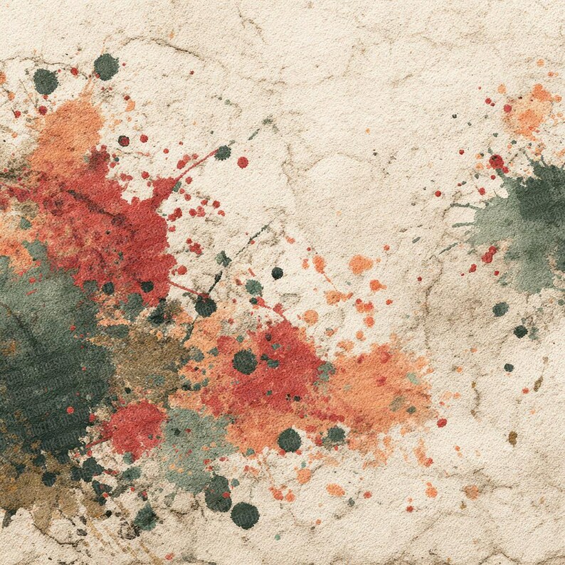 Rustic Splatter Sage Rust Digital Paper Pack 12x Junk Journal Paper ...