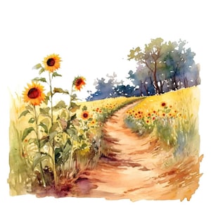 Blumen Weg PNG Clipart, 12x Aquarell Garten Weg Clip Art Set, druckbare Clip Art, digitaler Download, transparente PNG, Cottagecore Bundle