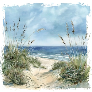 12 x cliparts de dunes de sable, hautes herbes côtières des cliparts, clipart aquarelle imprimable, art mural, créations en papier, téléchargement numérique, journaux indésirables