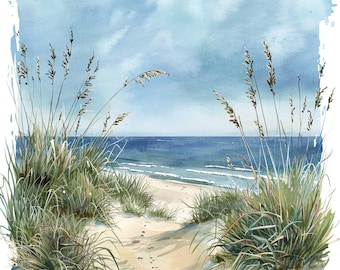12x Sand Dunes Clipart, Coastal Tall Grass Clipart, Printable Watercolor Clipart, Wall Art, Paper Crafts, Digital Download, Junk Journals