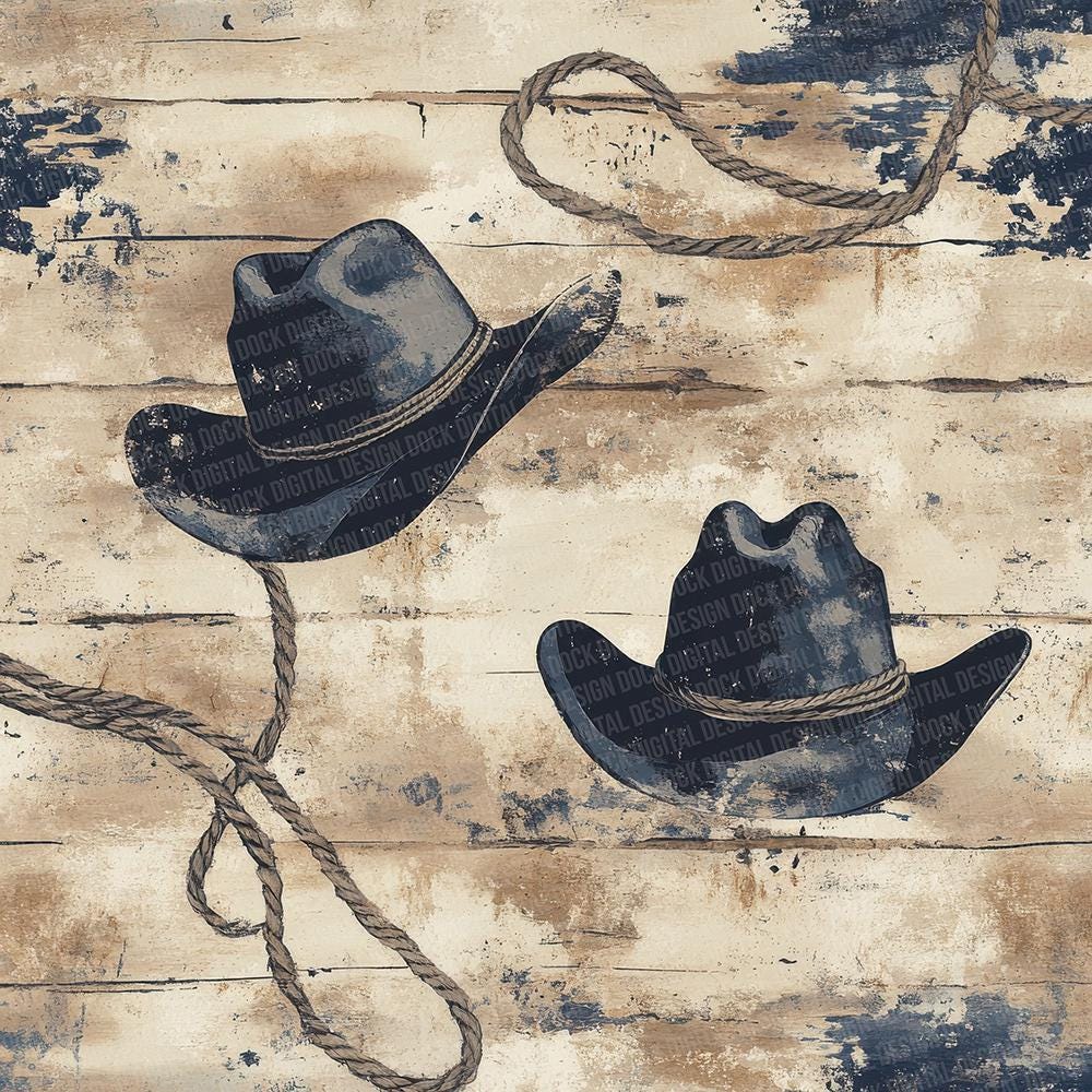 12x Rodeo Hat Rope Junk Journal Paper Western Cowboy Design High ...