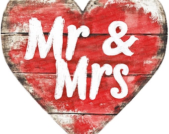 Mr & Mrs Heart PNG Clipart, 12x Rustic Wedding Clip Art Set, Wooden Love Sign Illustration, Printable Wedding Art,Digital Download,Scrapbook