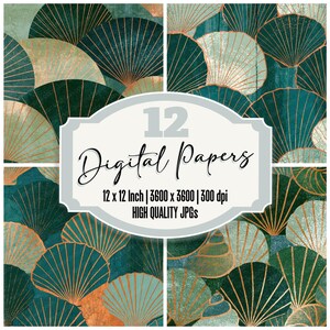 12x Risograph Shell Junk Journal Paper Taxonomy Sage Forest Digital Paper Pack Papier Decoupes Texture Scrapbook Paper Digital Download