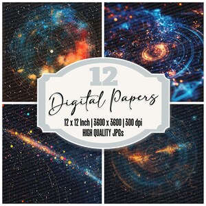 12 x holografische Galaxy Junk Journal Paper Digital Paper Pack Constellatie Banen Sterrenkaart achtergronden hoge kwaliteit JPG-bestanden Scrapbook downloaden