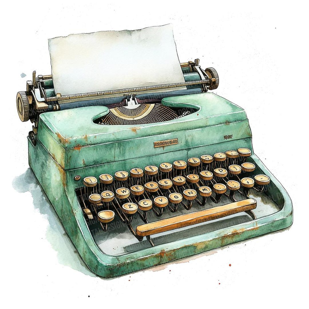 Vintage Typewriter PNG Clipart, 12x Retro Office Illustration Set ...