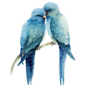 12 Lovebird Couple Clipart, Watercolor Bird Clipart, Printable Watercolor Clipart, Paper Crafts ...
