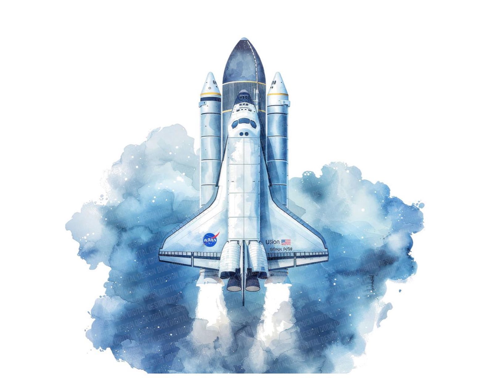 Space Shuttle Art, 12x NASA Rocket Launch Art Set, Printable Watercolor ...