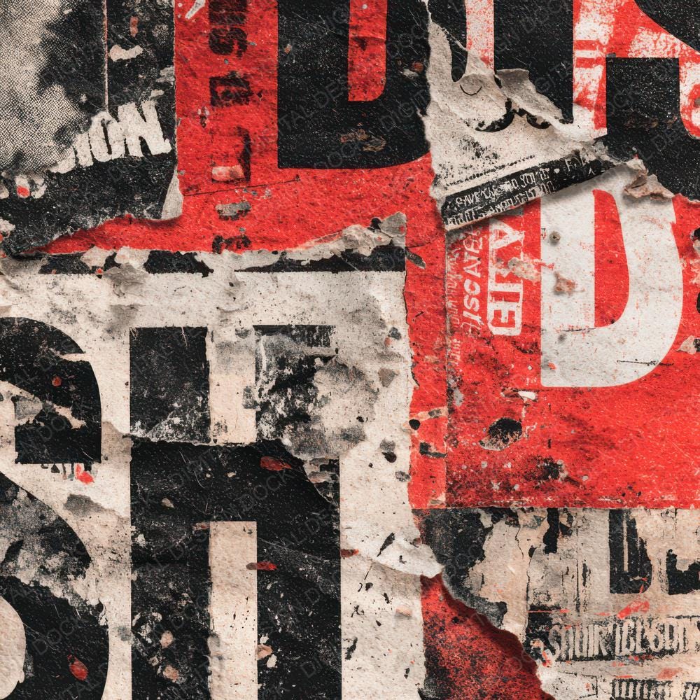 Punk Paper Rip 12x Punk Poster Rip Wall Junk Journal Paper Distressed Street Poster ...