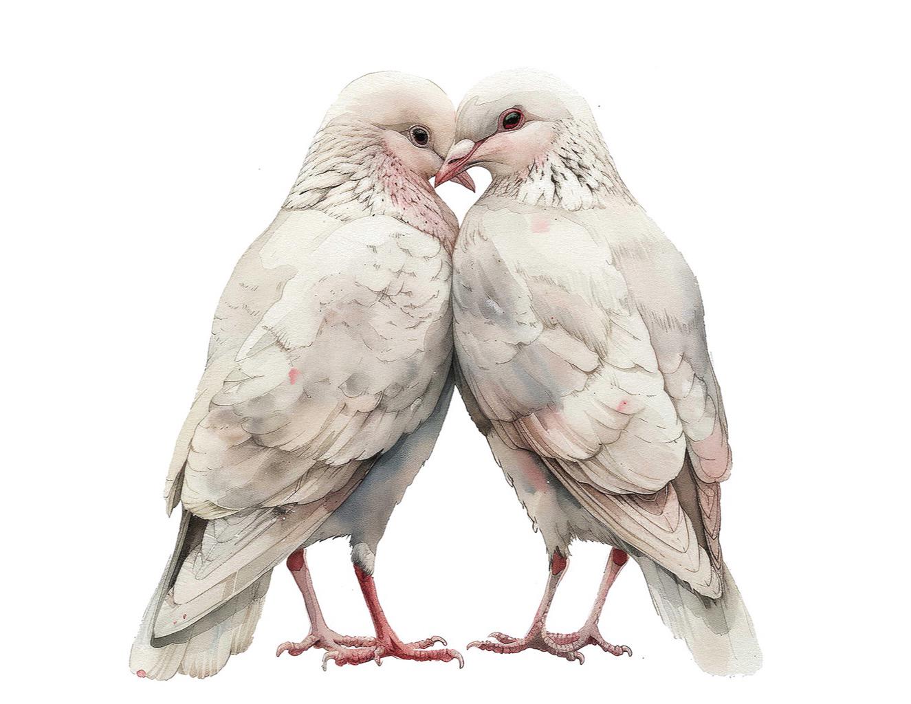 Love Dove Clipart, 12x Pair of Doves Art Set, Romantic Bird