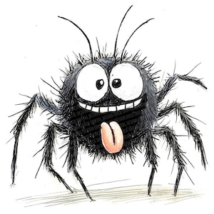 Cartoon spin PNG-clipart, 12 x Funny Bug Clip Art Set, afdrukbare aquarel insect illustraties, Paper Crafts, digitale download, Junk Journal