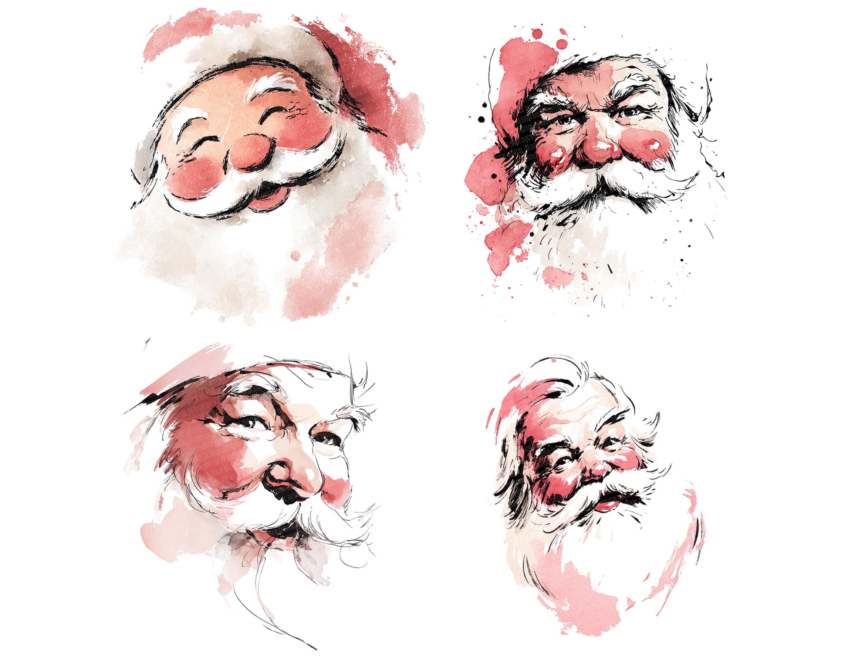 Santa Face PNG Clipart, 12x Abstract Santa Claus Clip Art Set ...