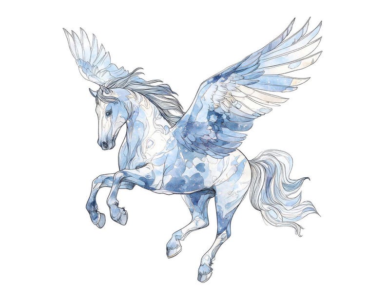 Pegasus PNG Clipart, 12x Fantasy Winged Horse Clip Art Set, Printable ...